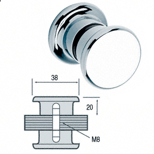 Duschtürknopf Ø 38 mm, für 6-12 mm ESG